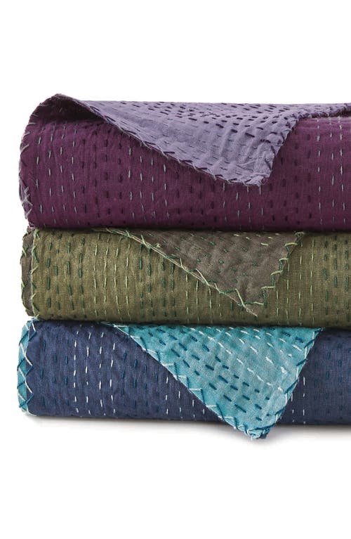 Melange Home Kantha Reversible Cotton Coverlet In Fig And Violet