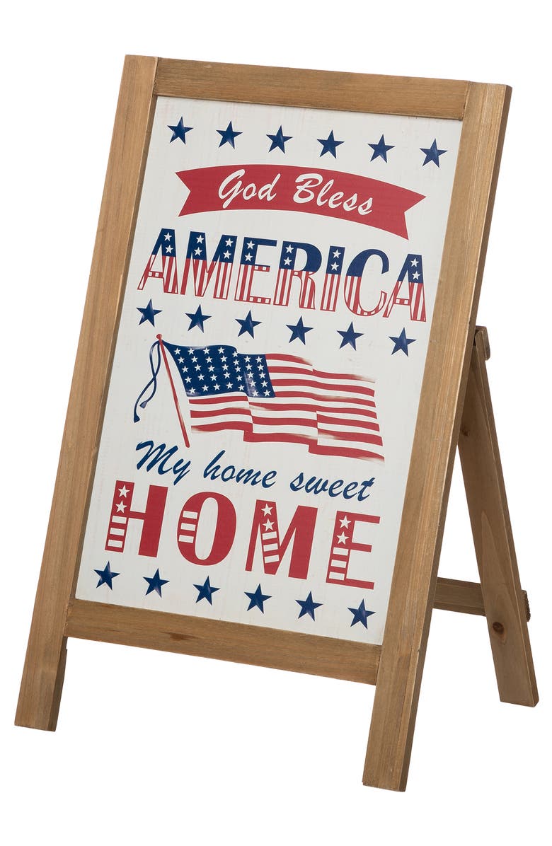 Glitzhome Patriotic Americana Wooden Easel Porch Decor, Main, color, 