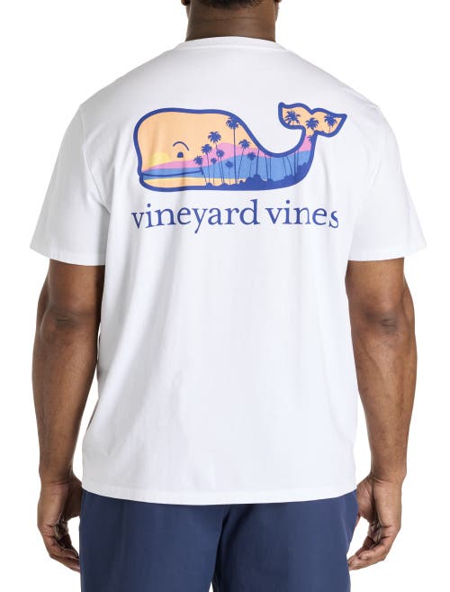 Vineyard Vines Big & Tall Palm Tree Whale Tee In White Cap