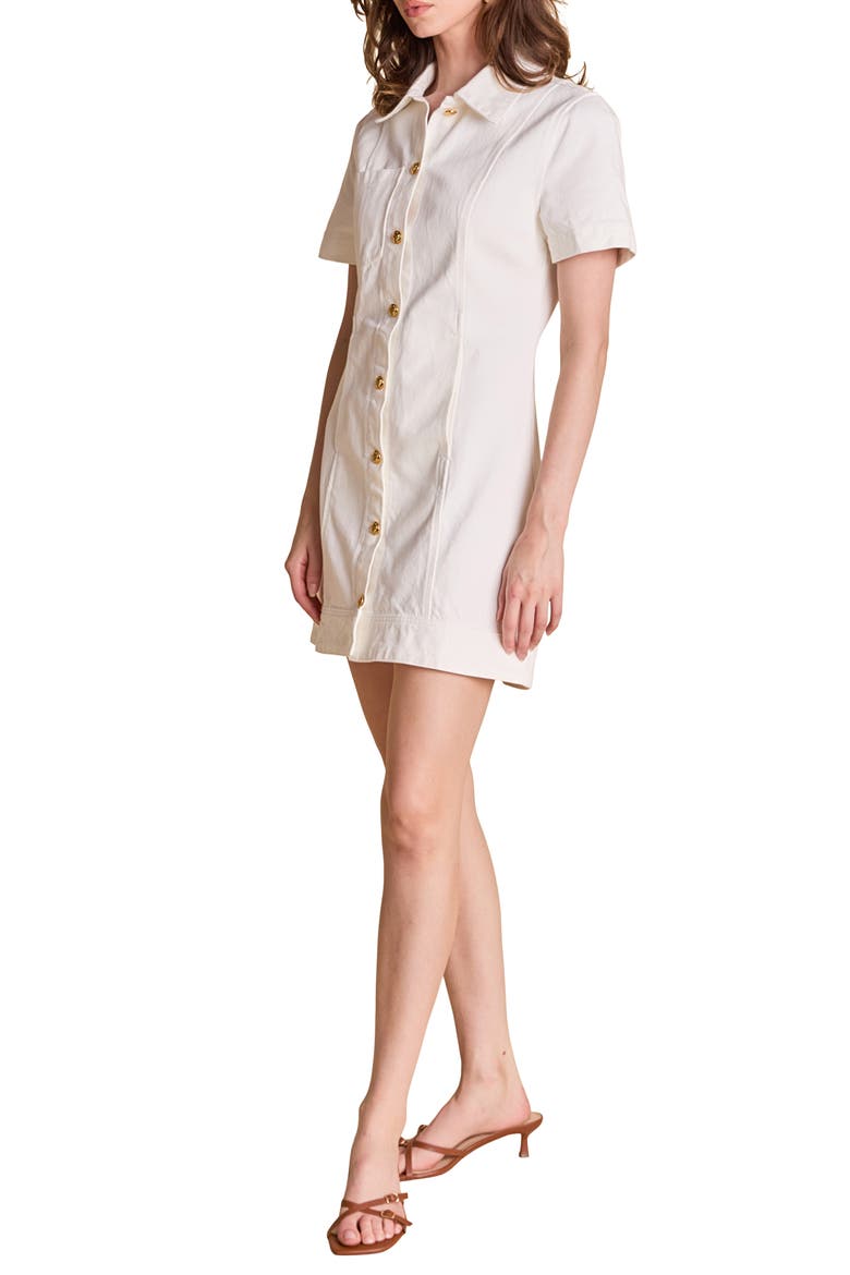 Denim Mini Shirtdress, Alternate, color, WHITE