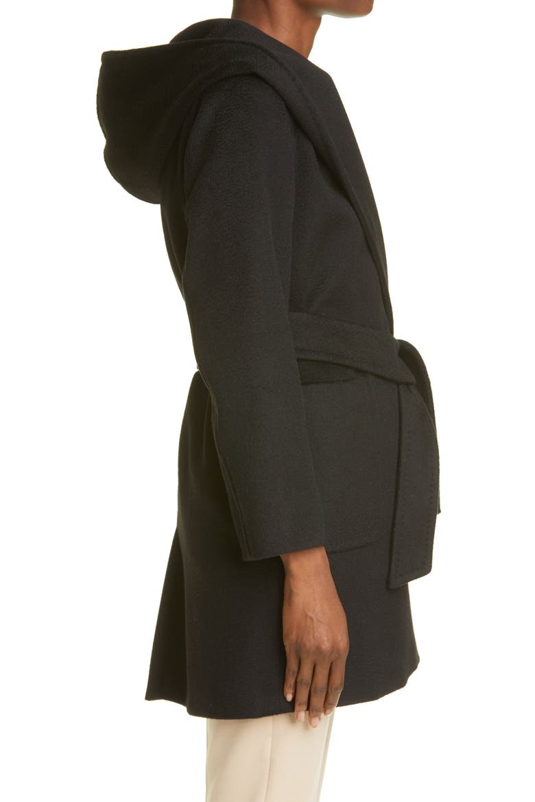 Rialto Hooded Camel Hair Coat, Alternate, color, BLACK