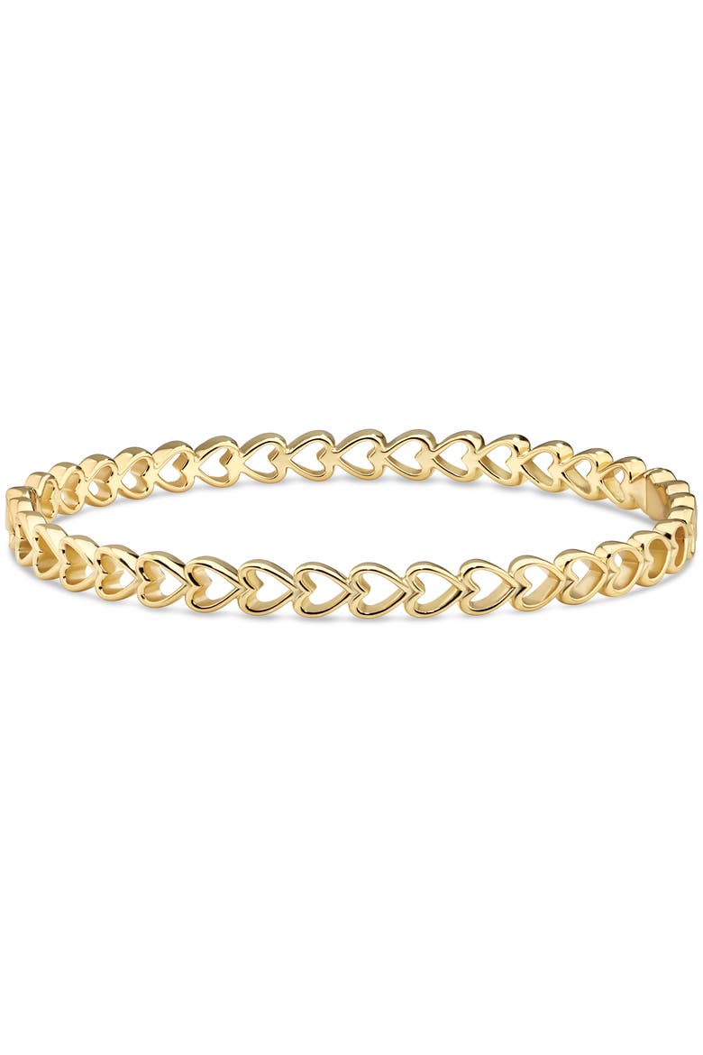 Open Heart Bangle Bracelet in Gold Plated Sterling Silver, Main, color, Yellow Gold