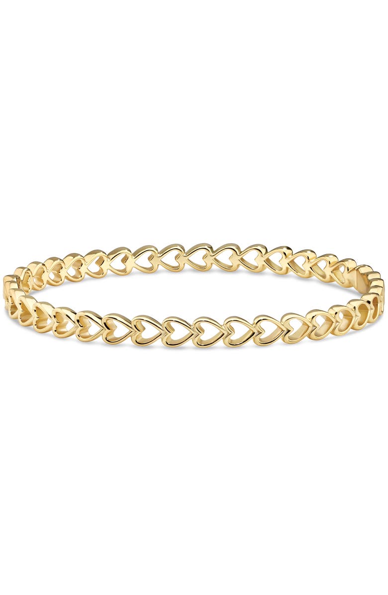 DEVATA Open Heart Bangle Bracelet in Gold Plated Sterling Silver, Main, color, Yellow Gold