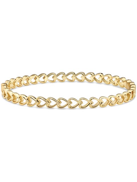 Open Heart Bangle Bracelet in Gold Plated Sterling Silver