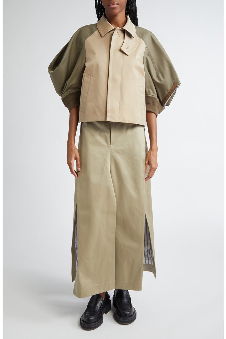 Gabardine & Twill Raglan Sleeve Jacket, Alternate, color, BEIGE X TAUPE