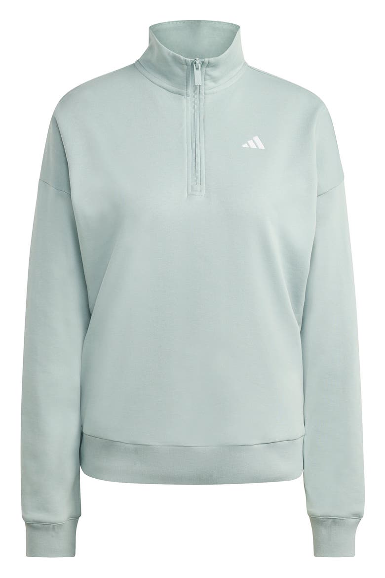 French Terry Quarter Zip Sweatshirt, Alternate, color, WONDER SAGE/ WHITE