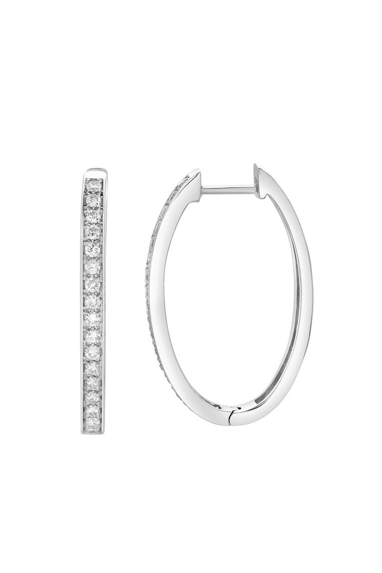 Maris Channel-Set Diamond Huggie Hoop Earrings in 14K Gold, Main, color, 14K White Gold