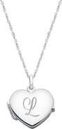Tiny Blessings Sterling Silver Heart Locket & Engraved Initial 14-16" Necklace