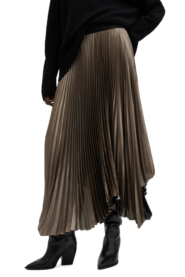 Phia Metallic Pleated Skirt, Alternate, color, METALLIC GOLD