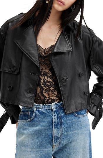 Hendry Leather Crop Trench Coat