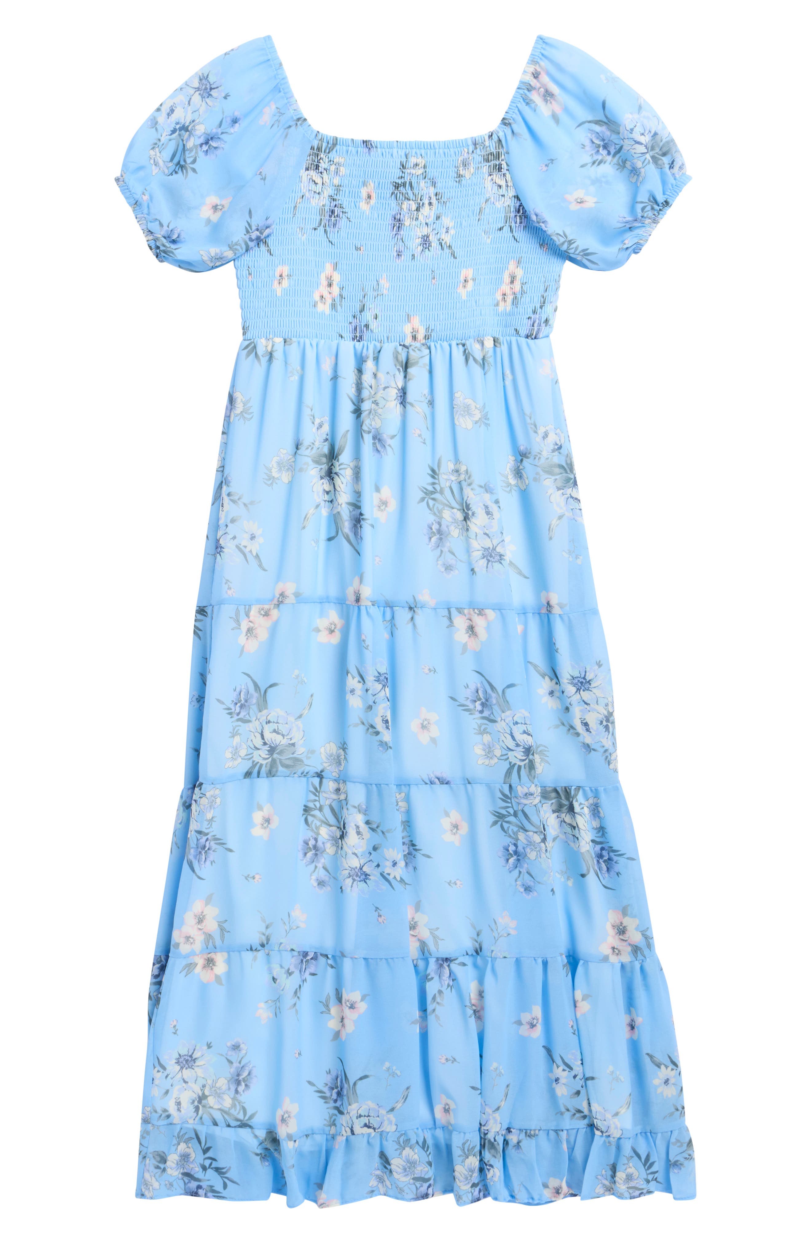 RARE, TOO! Kids' Chiffon Smocked Puff Sleeve Dress
