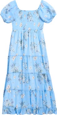 RARE, TOO! Kids' Chiffon Smocked Puff Sleeve Dress