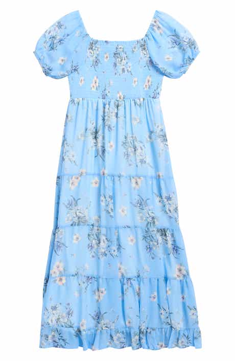 RARE, TOO! Kids' Chiffon Smocked Puff Sleeve Dress