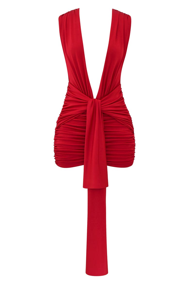 Aliza Ruched Jersey Minidress, Alternate, color, RED ROSE