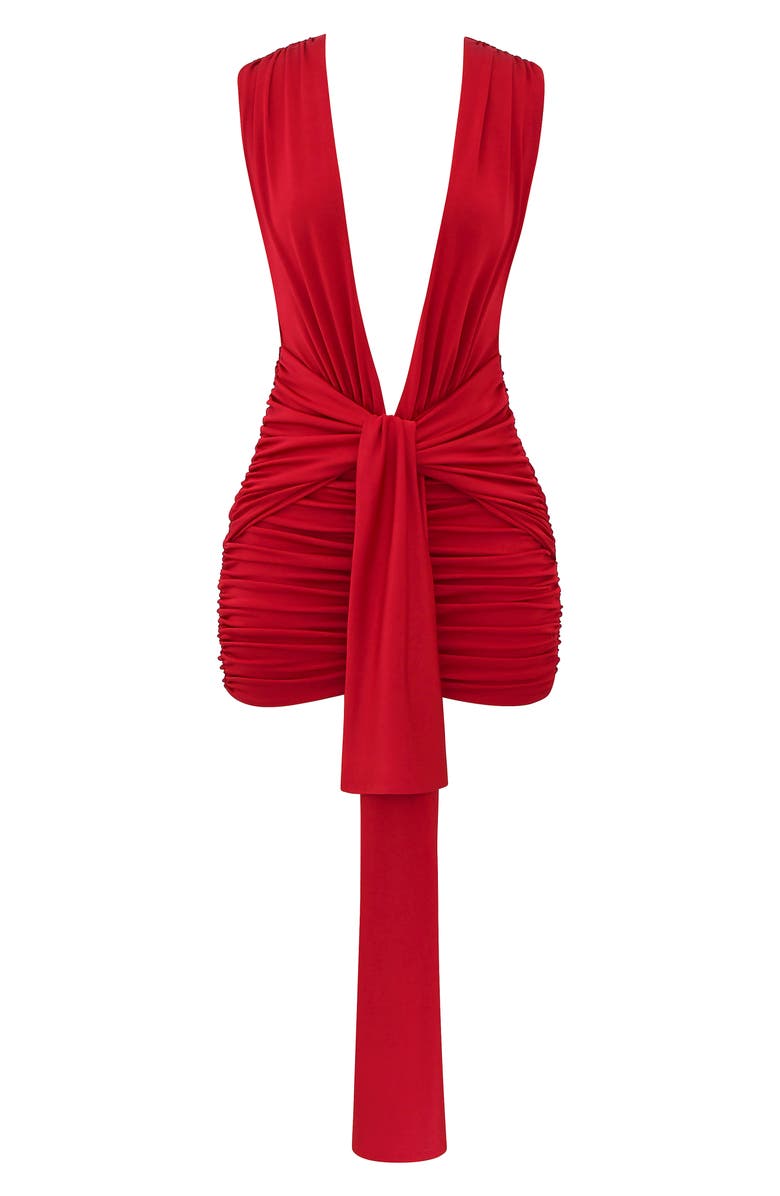 HOUSE OF CB Aliza Ruched Jersey Minidress, Alternate, color, Red Rose