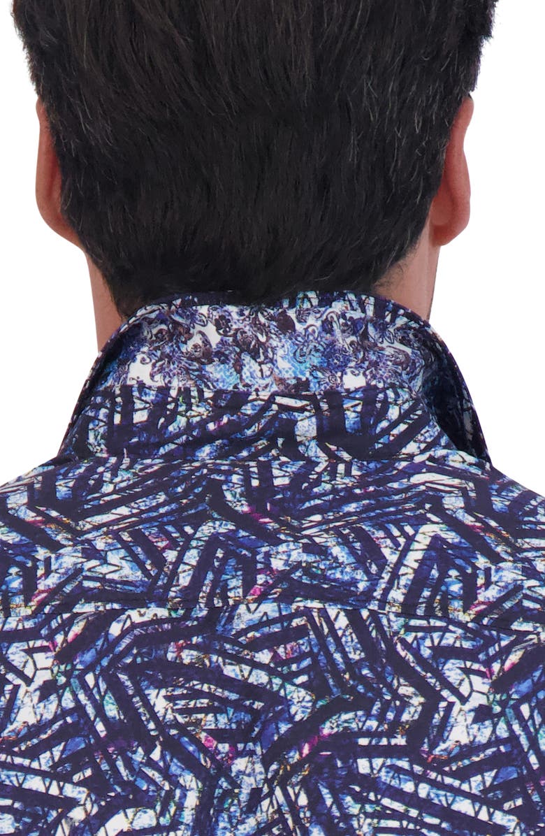 Robert Graham Morais Abstract Print Cotton Button-Up Shirt, Alternate, color, Purple Multi