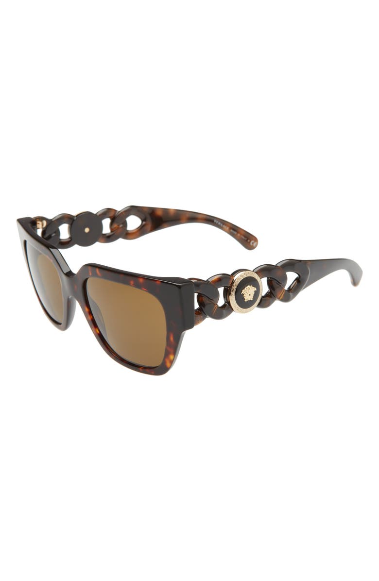Versace 53mm Square Sunglasses, Alternate, color, Dark Havana / Dark Brown