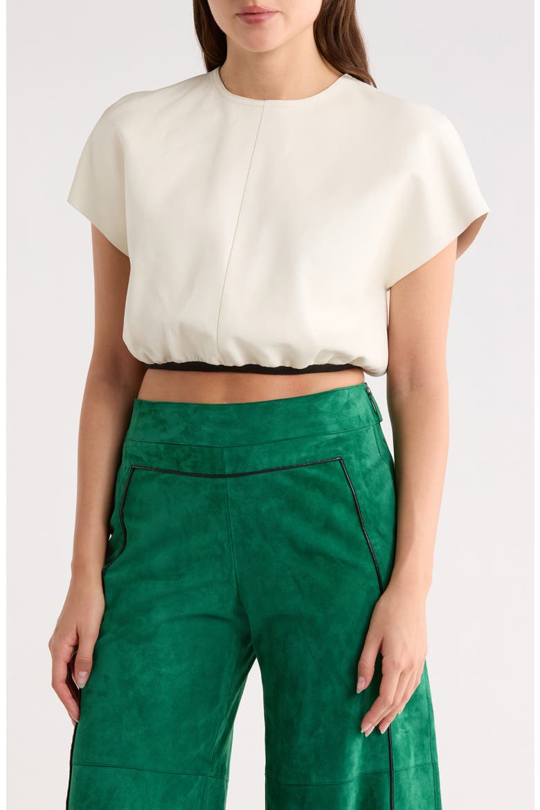 Cropped Leather Top, Main, color, IVORY