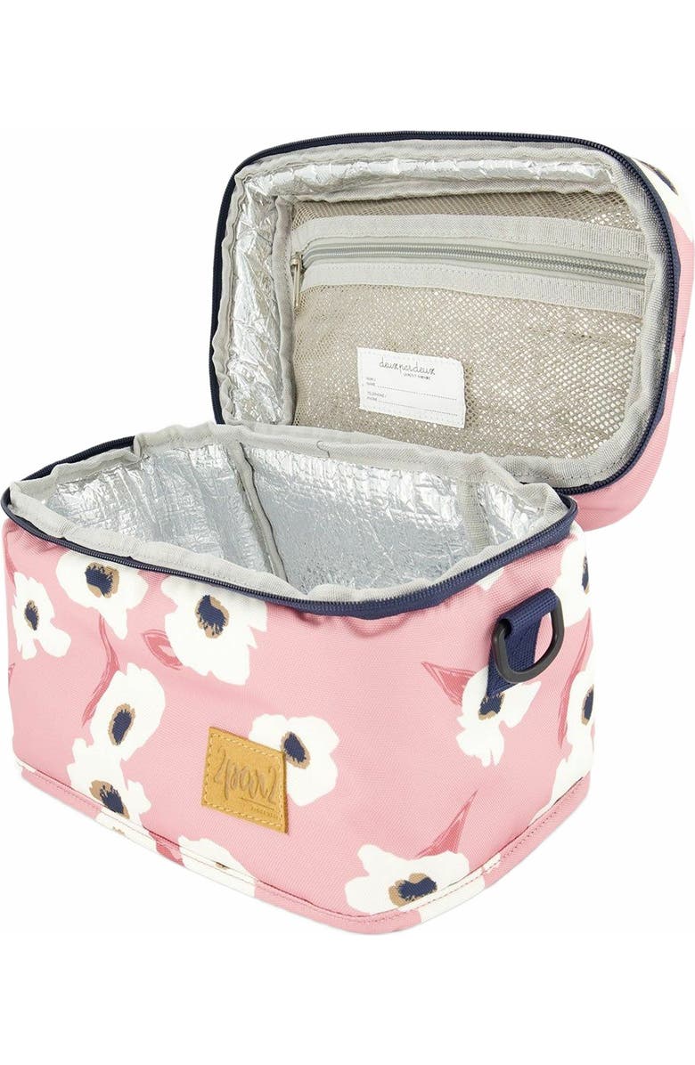 Deux par Deux Girl's Lunch Box Pink Printed Off White Flowers, Alternate, color,