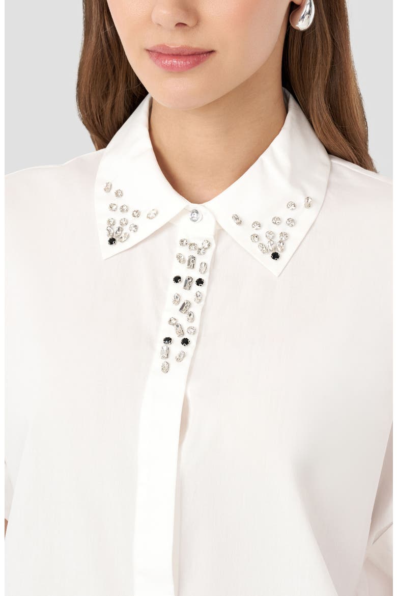 Crystal Dolman Button-Up Shirt, Alternate, color, WHITE SOLID