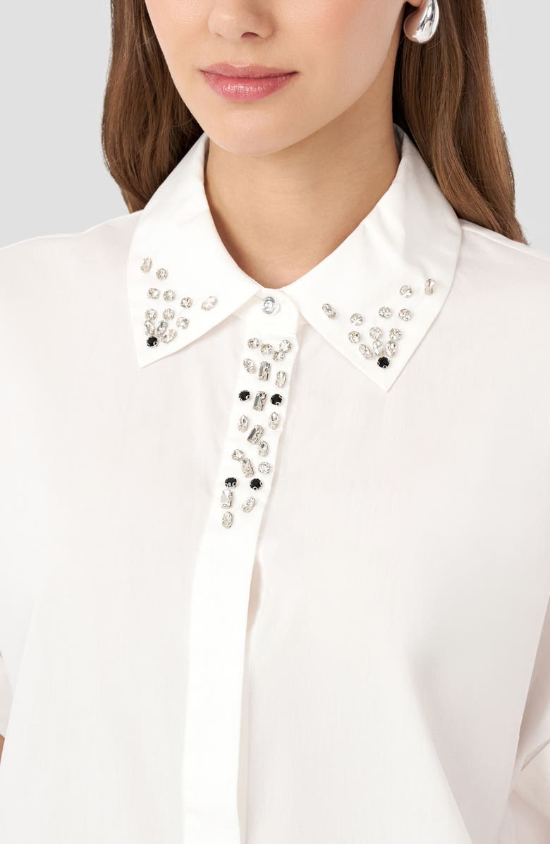 RM Rebecca Minkoff Crystal Dolman Button-Up Shirt, Alternate, color, White Solid