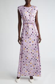 ST. JOHN Collage Dots Sleeveless Maxi Dress