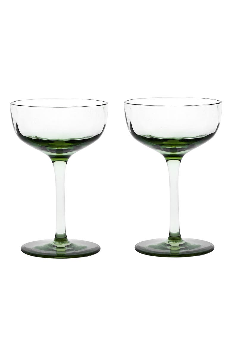 Juliska Puro Set of 2 Cocktail Coupé Glasses, Main, color, Basil