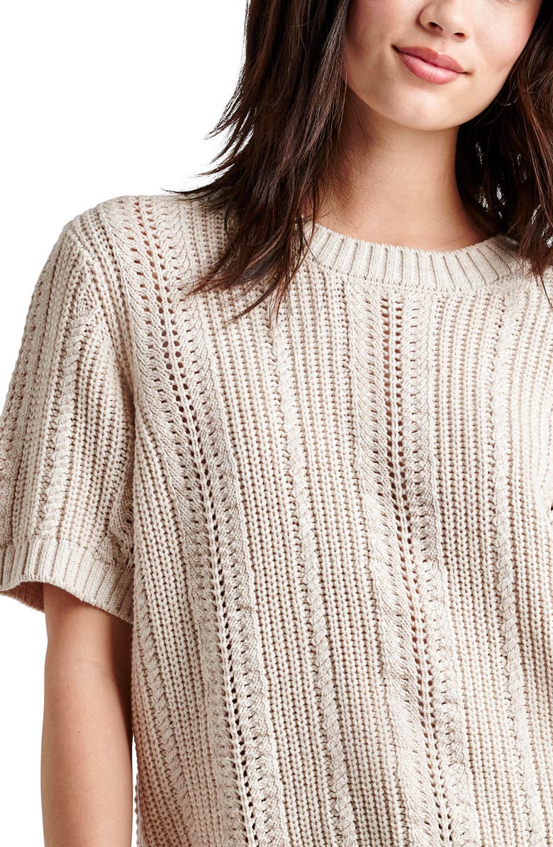 Splendid Lizzie Short Sleeve Cotton Blend Sweater, Alternate, color, Pale Oak Heather