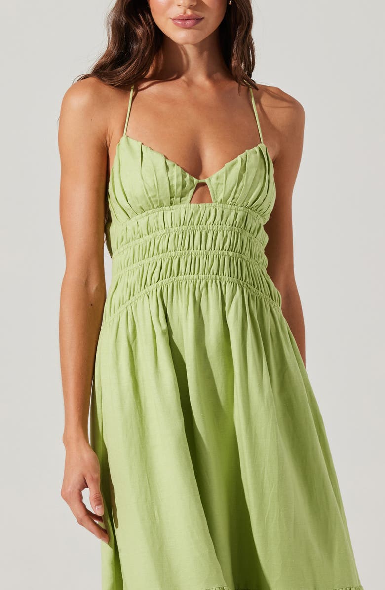 ASTR the Label Eleni Tiered Linen & Cotton Midi Dress, Alternate, color,