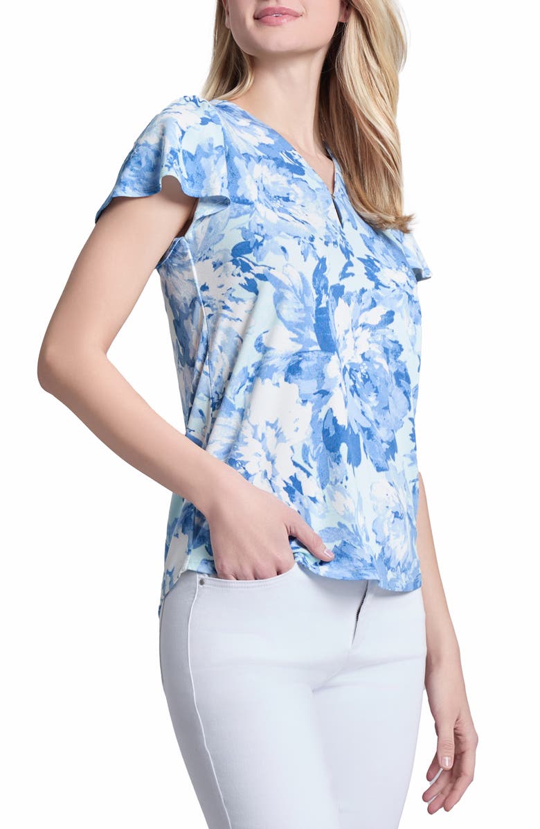 Jones New York Floral Flutter Sleeve Top, Alternate, color, 