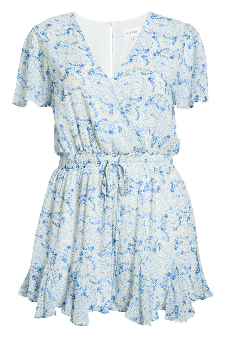 Corinna Paisley Romper, Alternate, color, BLUE-WHITE