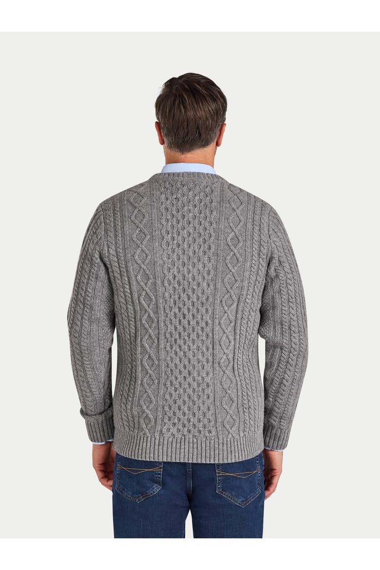 Chunky Cable Crew Neck Knit Sweater, Alternate, color, Grey Marl