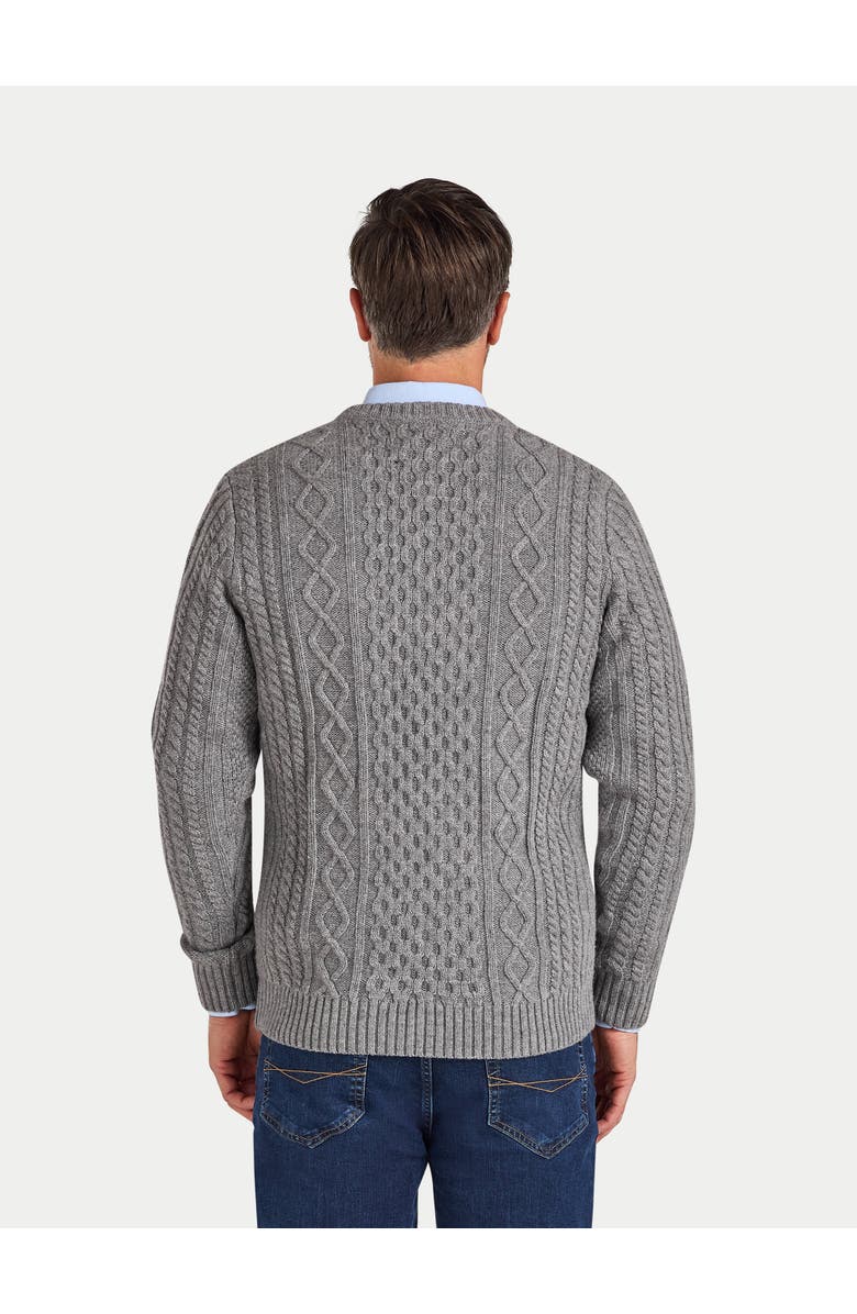 Raging Bull Chunky Cable Crew Neck Knit Sweater, Alternate, color, Grey Marl