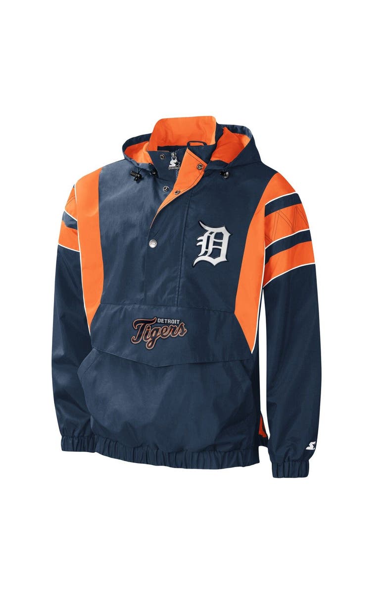 STARTER Men's Starter Navy Detroit Tigers Impact Hoodie Half-Zip Jacket, Alternate, color, 