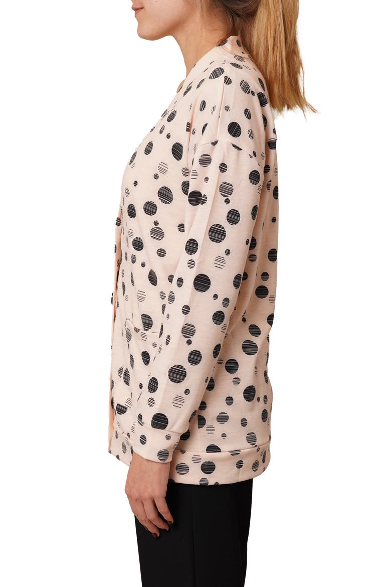 Drop Shoulder Dot French Terry Sweater, Alternate, color, PASTEL PINK/ BLACK