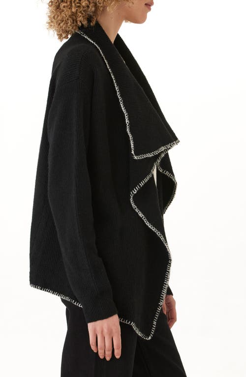 Threads 4 Thought Esme Cozy Blanket Stitch Waterfall Cardigan In Black