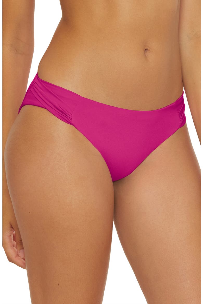 Monaco Side Tab Hipster Bikini Bottoms, Alternate, color, PINK