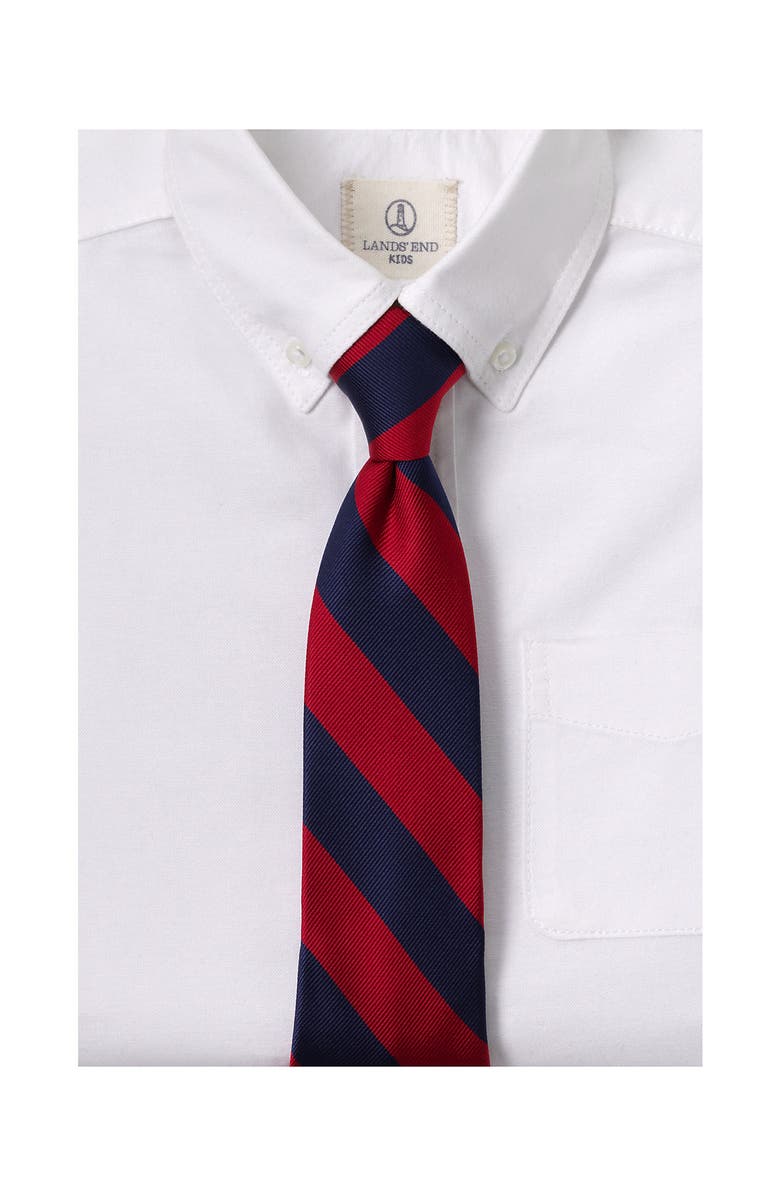 Lands' End School Uniform Kids Stripe Pre Tied Tie, Alternate, color, Red/Classic Navy Stripe