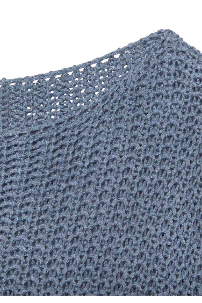 Crochet Knit Sweater, Alternate, color, Blue