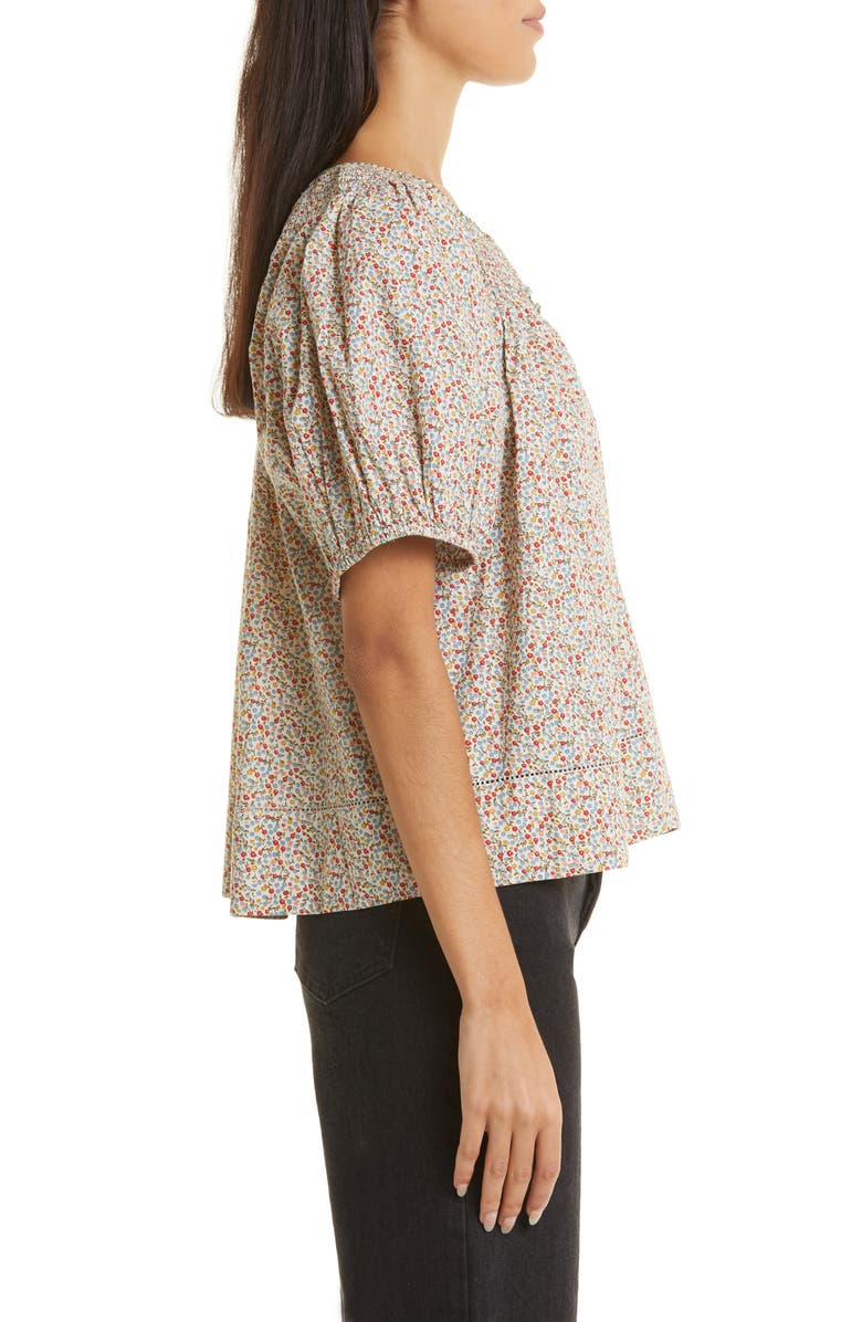 THE GREAT. The Honey Floral Cotton Blouse, Alternate, color,