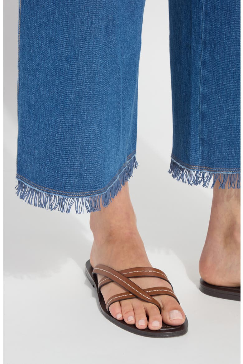 Liloh High Waist Ankle Wide Leg Denim Pants, Alternate, color, MID WASH