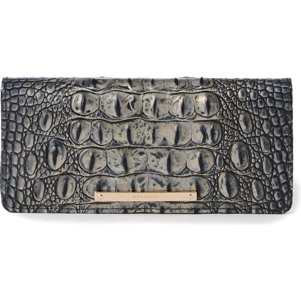 Brahmin Ady Croc Embossed Leather Wallet In Twilight Blue