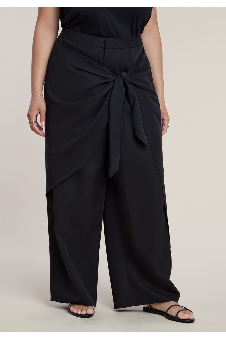 Wrap Detail Trouser, Alternate, color, BLACK ONYX