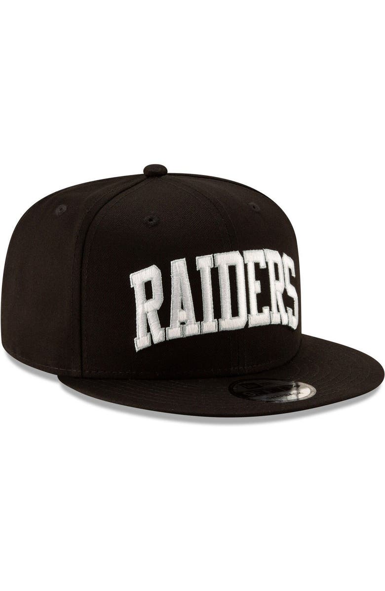 New Era Men's New Era Black Las Vegas Raiders Throwback Wordmark 9FIFTY Adjustable Snapback Hat, Alternate, color, 