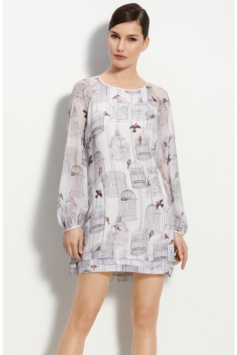 Birdcage Print Dress, Main, color, CREAM