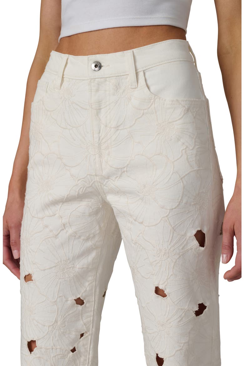 The Margot Floral Eyelet Ankle Straight Leg Jeans, Alternate, color, ECRU FLORAL