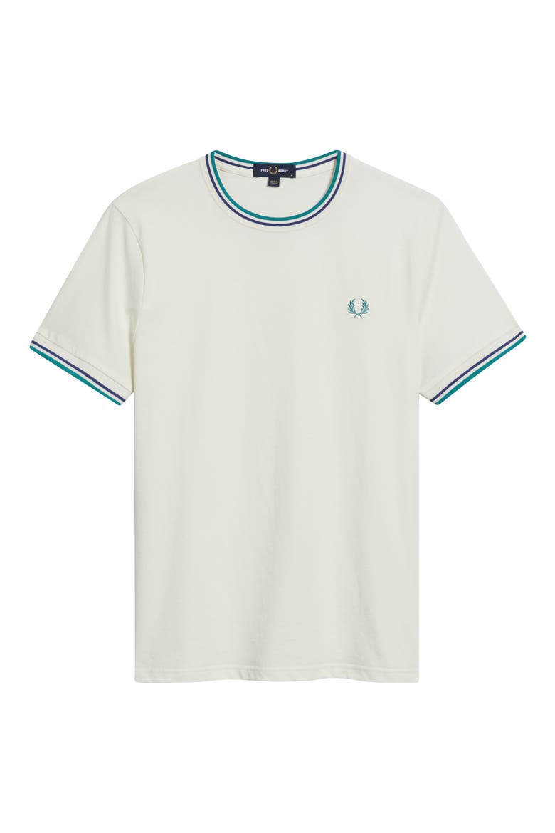 Contrast Trim T-Shirt, Alternate, color, SNOW WHITE/DEEP MINT/SOFT ECHO