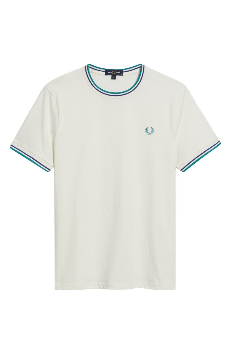 Fred Perry Contrast Trim T-Shirt, Alternate, color, Snow White/Deep Mint/Soft Echo