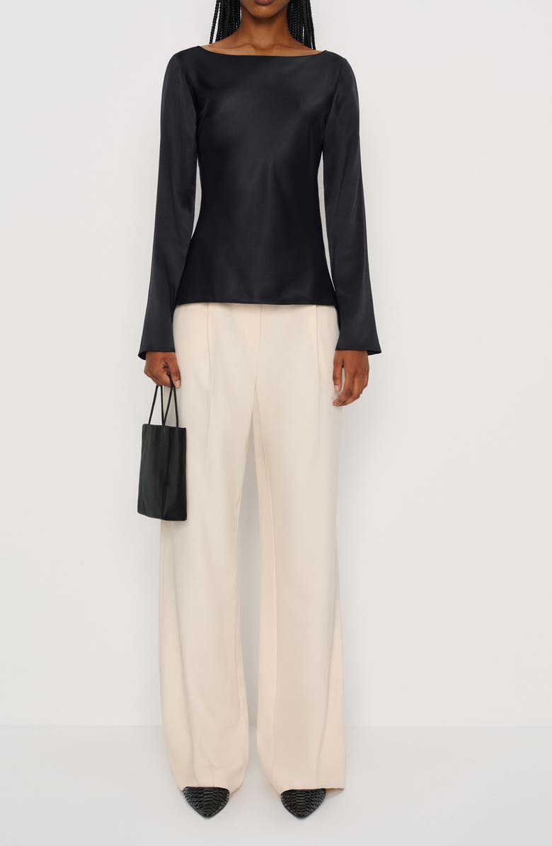 Reformation Marlow Silk Top, Alternate, color, Black