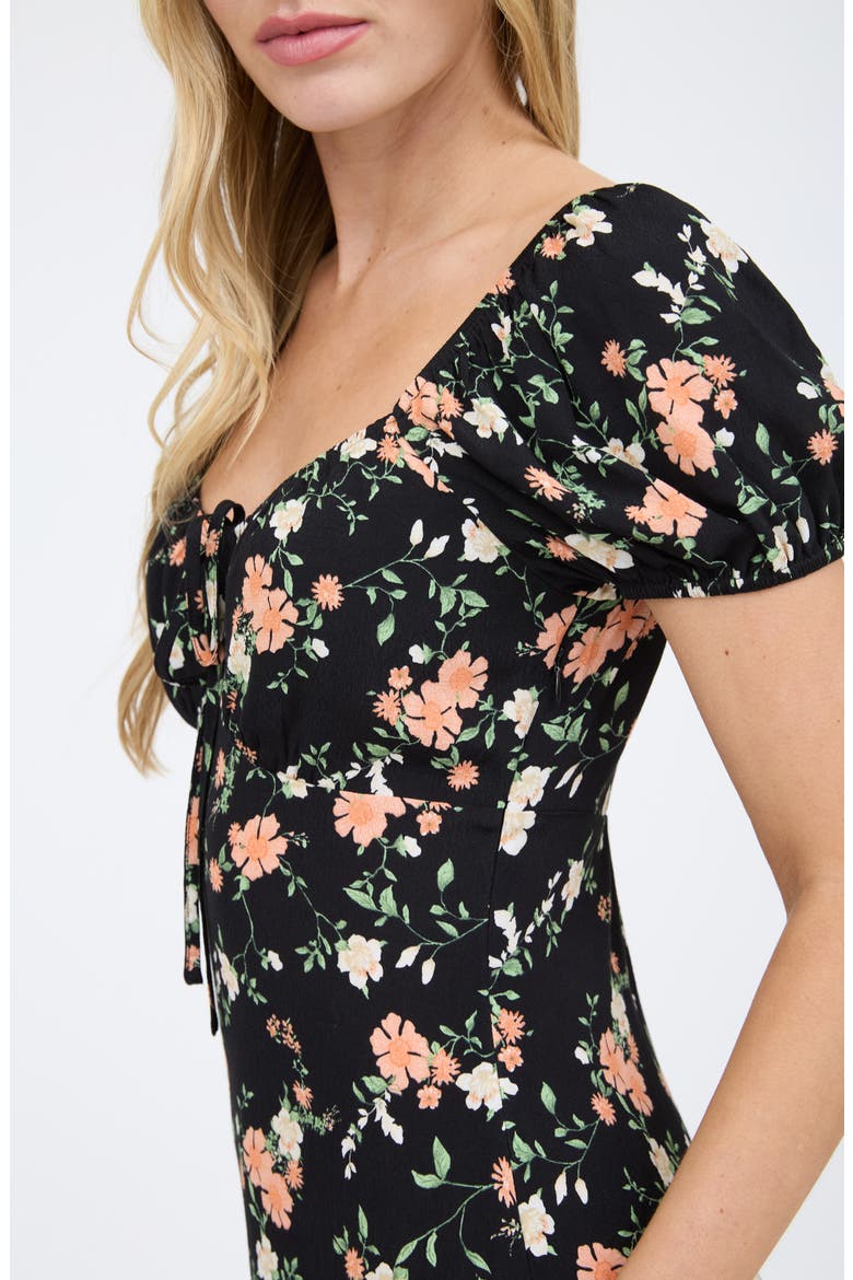 Floral Midi Dress, Alternate, color, BLACK MULTI